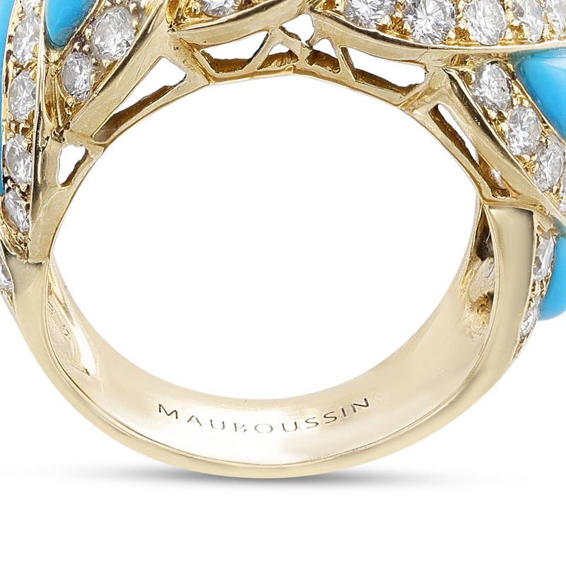 Mauboussin Turquoise and Diamond Ring, French, 18k