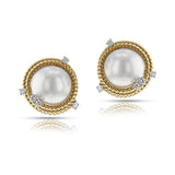 Jean Schlumberger by Tiffany Rope-work Pearl and Diamond Earrings, 18k