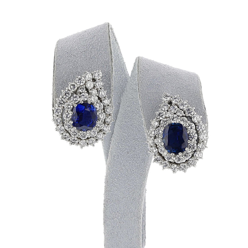 Natural Sapphire and Diamond Paisley Earrings, 18k