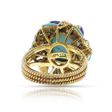 Vintage Turquoise and Lapis Lazuli Cocktail Ring, 14k