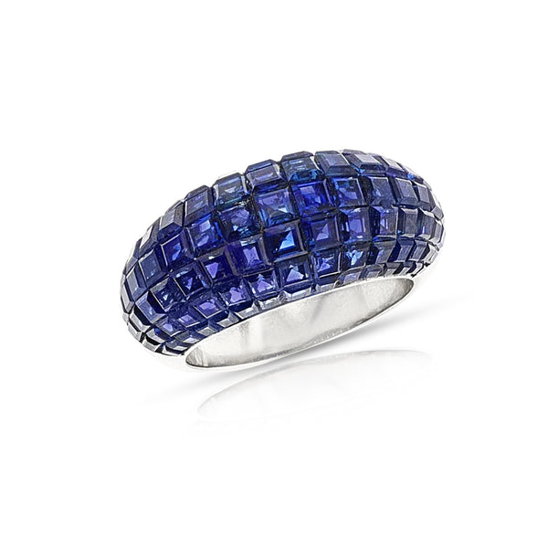 Invisibly Set Natural Sapphire Ring, 18k