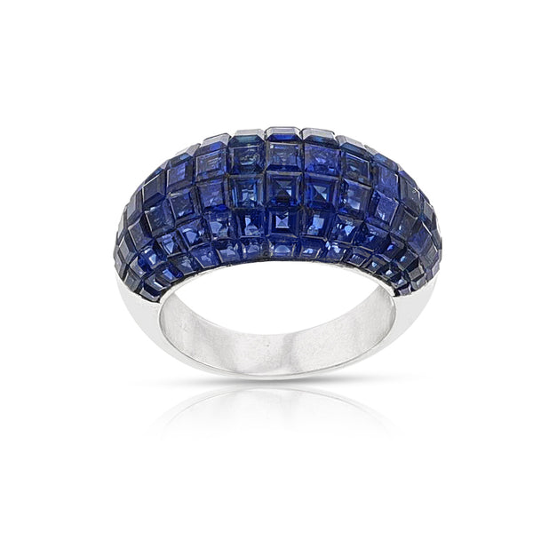 Invisibly Set Natural Sapphire Ring, 18k