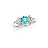 GIA Certified 0.43 ct. Brazilian Paraiba Tourmaline and Diamond Ring, Platinum