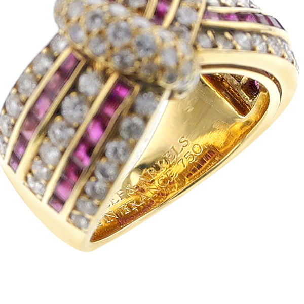 France Van Cleef & Arpels Ruby and Diamond Ribbon Ring, 18k