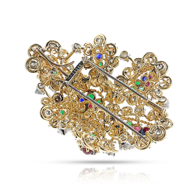 Van Cleef & Arpels by Andre Vassort Ruby, Emerald, Sapphire and Diamond Pendant Necklace