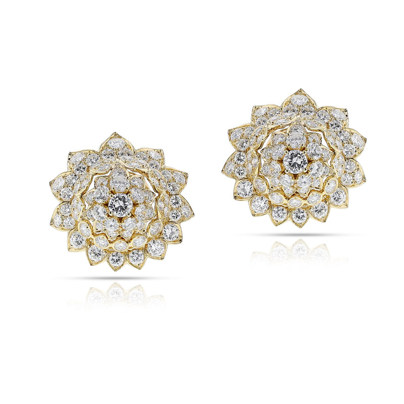 1960s Van Cleef & Arpels Graduating Diamond Floral Earrings, 18k