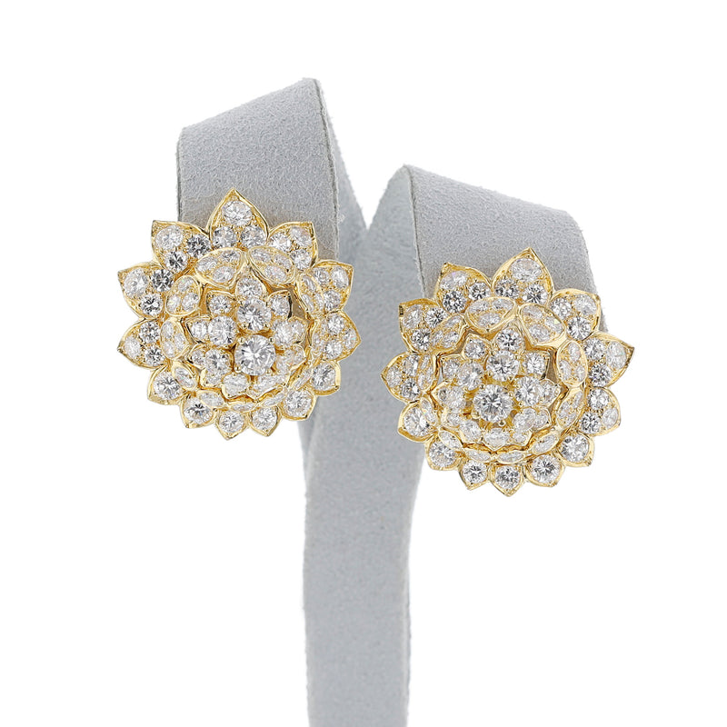 1960s Van Cleef & Arpels Graduating Diamond Floral Earrings, 18k