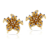 1980s Tiffany & Co. Sapphire and Diamond Flower Earrings, 18k