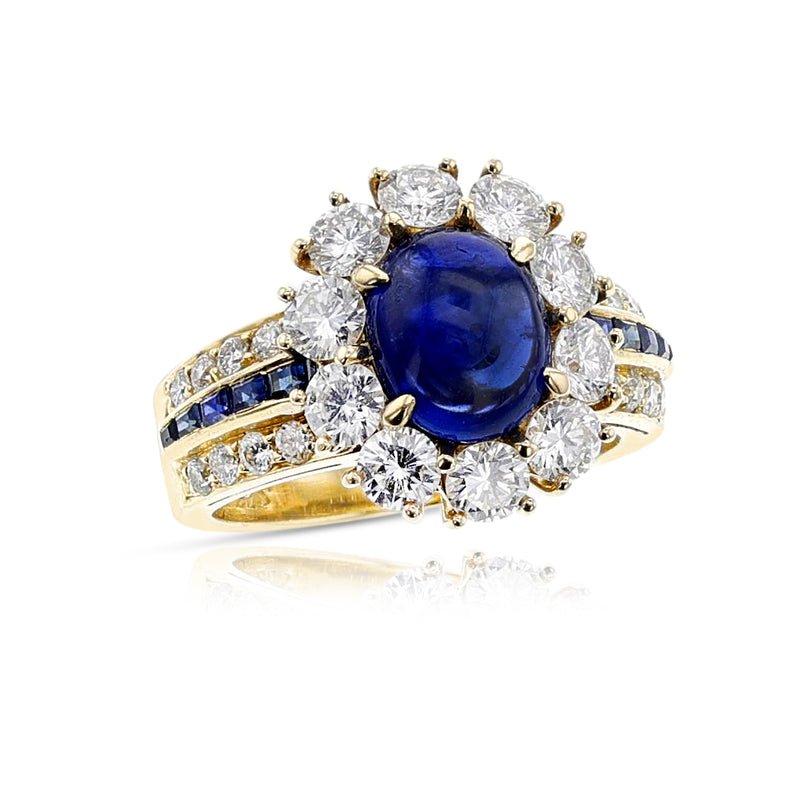 Van Cleef & Arpels Sapphire Cabochon and Diamond Ring, 18k