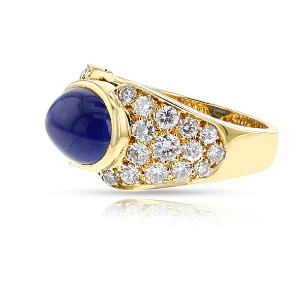 Van Cleef & Arpels Sapphire Cabochon and Diamond Ring, 18k