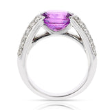 AGL Certified Unheated 3.5 carat Pink Sapphire and Diamond Ring, 18k