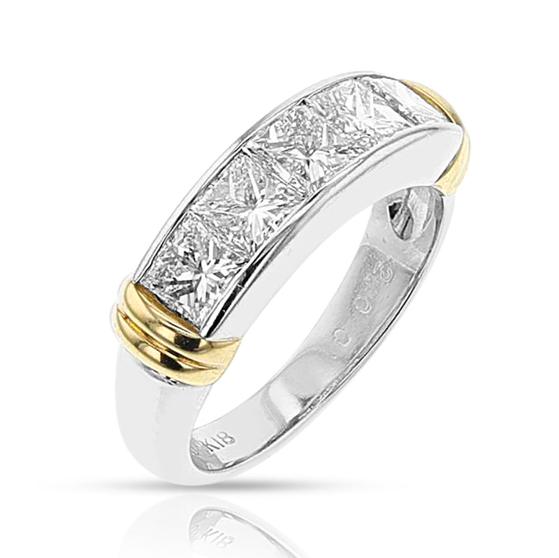 Natural Diamond Half-Band, 18k Yellow and Platinum