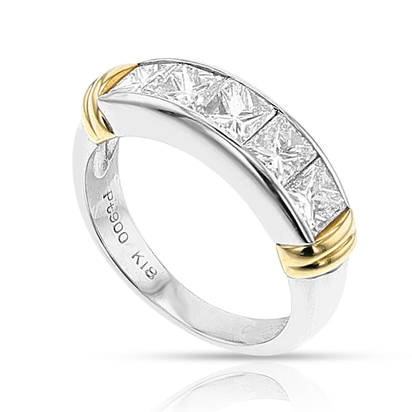 Natural Diamond Half-Band, 18k Yellow and Platinum