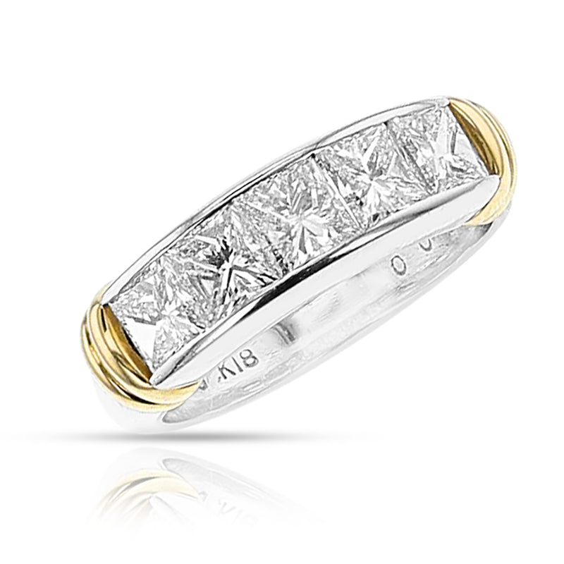 Natural Diamond Half-Band, 18k Yellow and Platinum