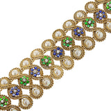 Pearl, Emerald, Diamond and Sapphire, 18k Ropework Design Bracelet