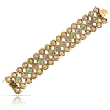 Pearl, Emerald, Diamond and Sapphire, 18k Ropework Design Bracelet