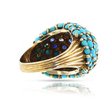 Turquoise, Sapphire and Diamond Bombe Ring, 18k