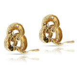 Vourakis Textured Gold and Diamond Trinity Earrings, 18k