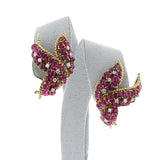 David Webb Ruby Cabochon and Diamond Earrings, 18k