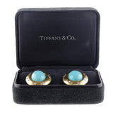 Tiffany Turquoise Cabochon Earrings with Diamonds, 18k