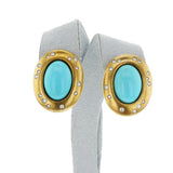 Tiffany Turquoise Cabochon Earrings with Diamonds, 18k