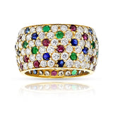 Diamond, Ruby, Emerald, Sapphire Band, 18k