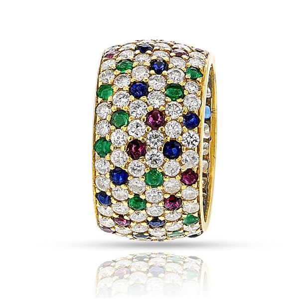 Diamond, Ruby, Emerald, Sapphire Band, 18k