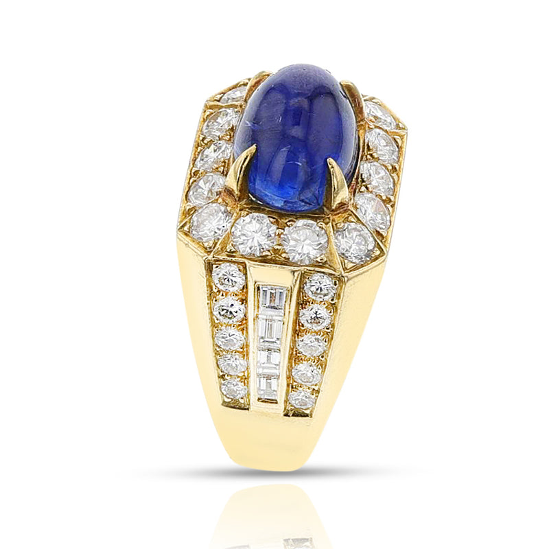 Van Cleef & Arpels Sapphire Cabochon and Diamond Ring, 18k