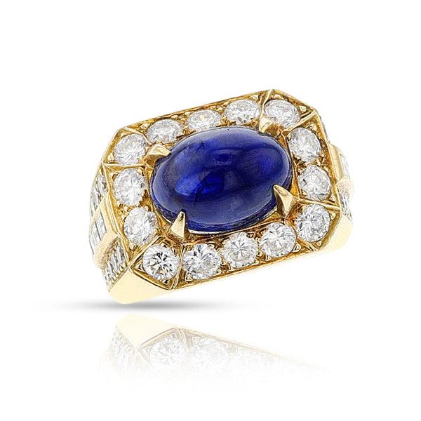 Van Cleef & Arpels Sapphire Cabochon and Diamond Ring, 18k