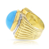 Turquoise Cabochon and Diamond Cocktail Ring, 18k