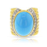 Turquoise Cabochon and Diamond Cocktail Ring, 18k