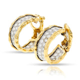 Van Cleef & Arpels Diamond Hoop and Textured Gold Earrings, 18k