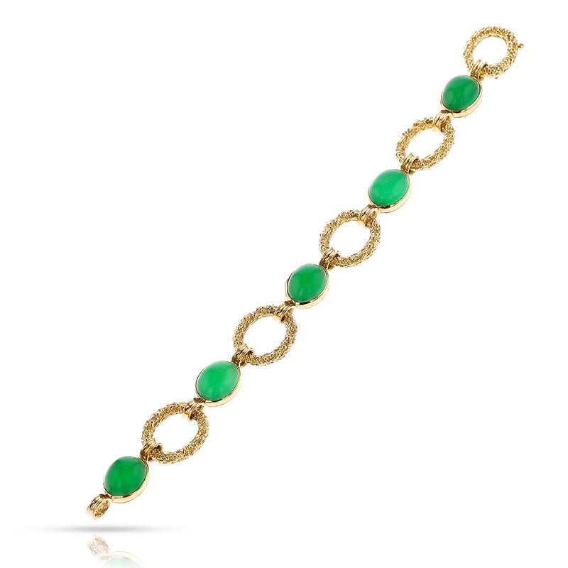 Van Cleef & Arpels Chrysoprase Cabochon and Gold Link Bracelet, 18k