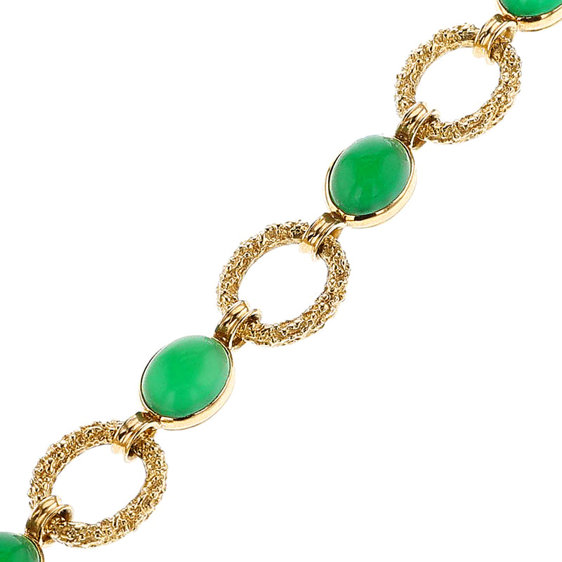 Van Cleef & Arpels Chrysoprase Cabochon and Gold Link Bracelet, 18k