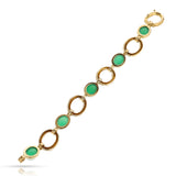 Van Cleef & Arpels Chrysoprase Cabochon and Gold Link Bracelet, 18k