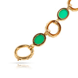 Van Cleef & Arpels Chrysoprase Cabochon and Gold Link Bracelet, 18k