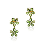 Double Green Sapphire and Diamond Floral Earrings, 18k