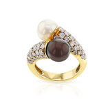 Van Cleef & Arpels Toi Et Moi Pearl Ring with Diamonds, 18k