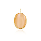 Oval Shape Peach Moonstone Pendant, 18K Yellow Gold