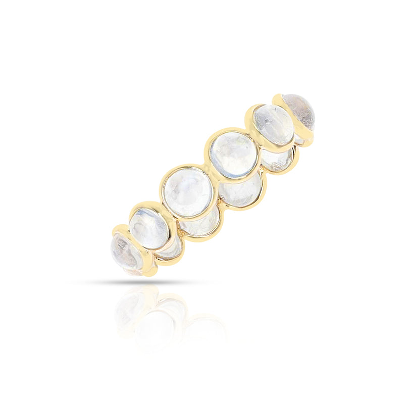 Round Moonstone Cabochon Band, Yellow Gold