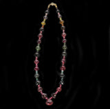 Tourmaline Faceted Drops with Beads Necklace, Gold Plated Clasp