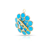 Triple Tier Gemstone Cabochon Floral Pendant, 18K Yellow Gold