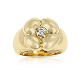 Van Cleef & Arpels Clover Ring with Round Diamond, 18K