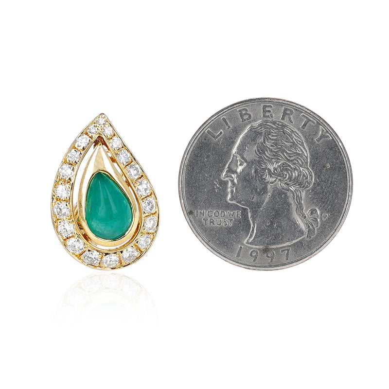 Cartier Pear Shape Emerald with Round Diamond Earrings, 18 Karat Gold