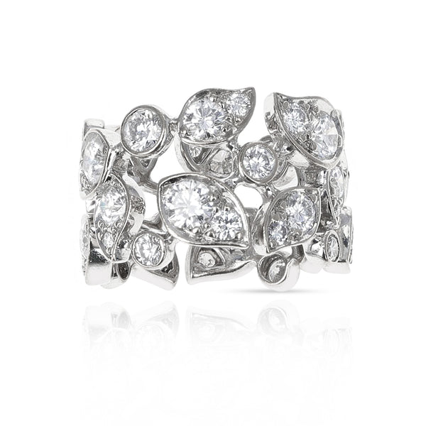 Cartier 5 Carat Diamond Leaf Ring 18K White Gold DDeco Jewels