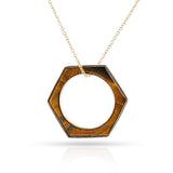 Hexagonal-Cut Tiger's Eye Convertible Ring and Pendant, 18k