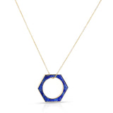 Hexagonal-Cut Lapis Convertible Ring and Pendant, 18k