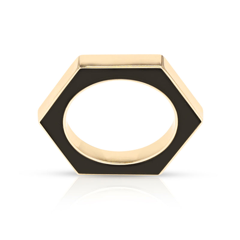 Hexagonal-Cut Black Onyx Convertible Ring and Pendant, 18k