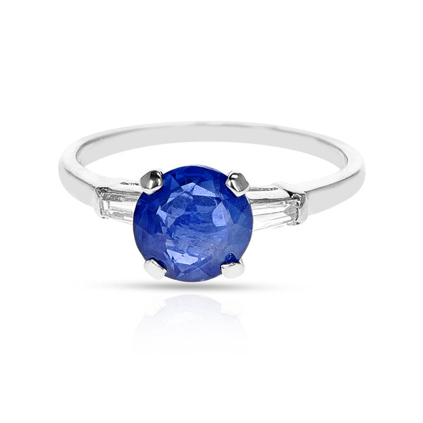 French Cut 4 carat Sapphire Ring, Platinum