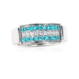 Three Row Brazilian Paraiba and Diamond Wedding Band, 18k